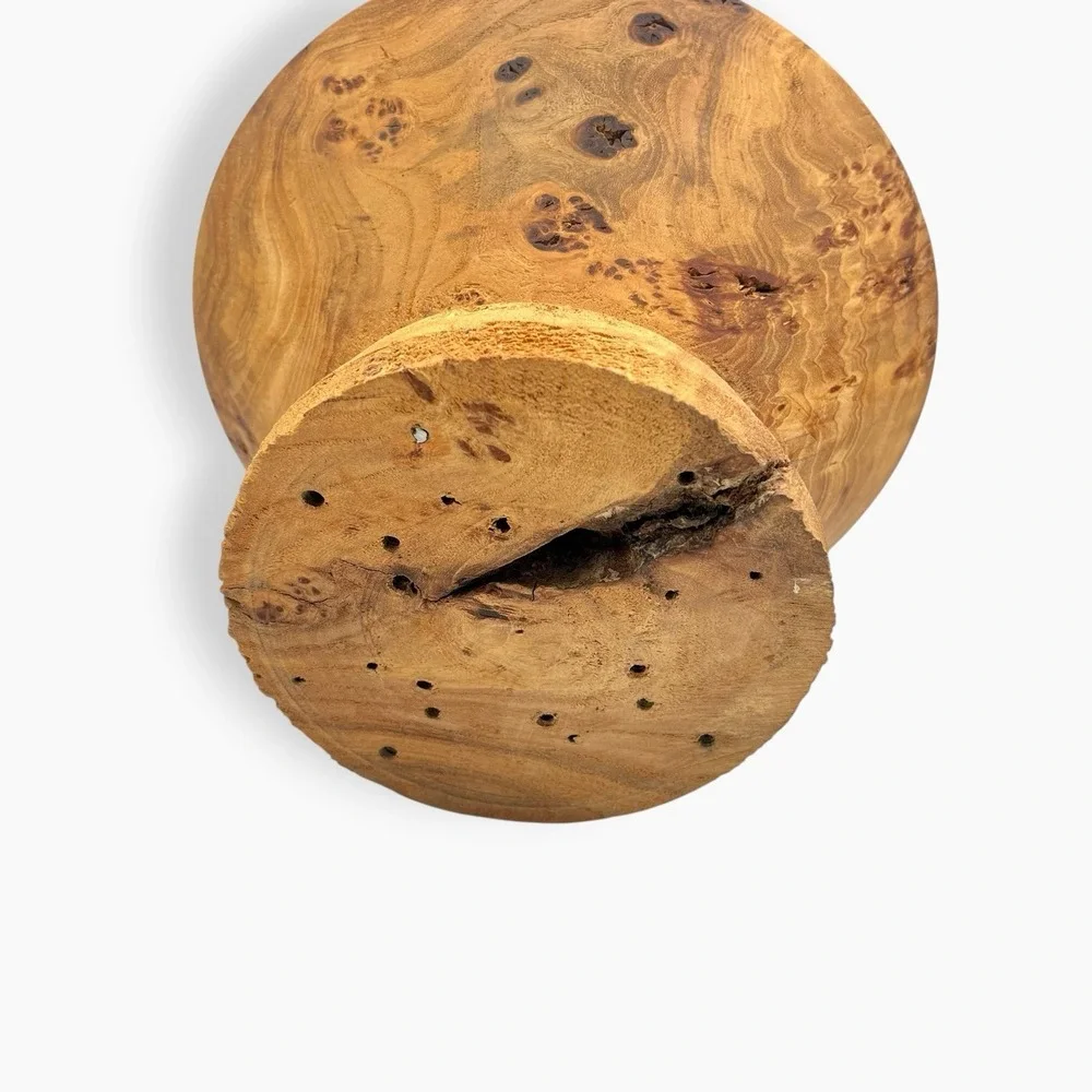 Burl Bowl Native American Wood Carved Pedestal Raised